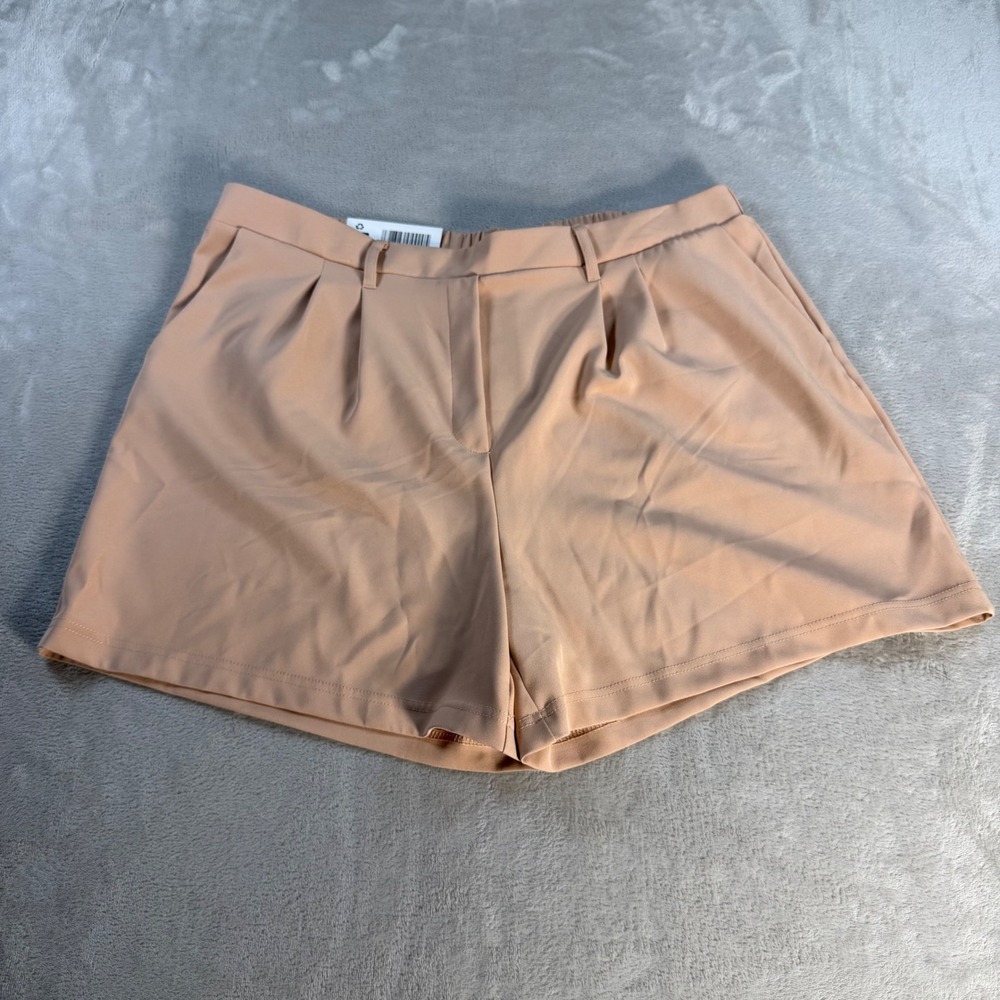 32 Degrees Cool Pull On Shorts Womens XL Orange Polyester Spandex Pleated Front